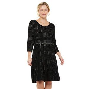 NWT Nina Leonard Black RIbbed Sweater Dress